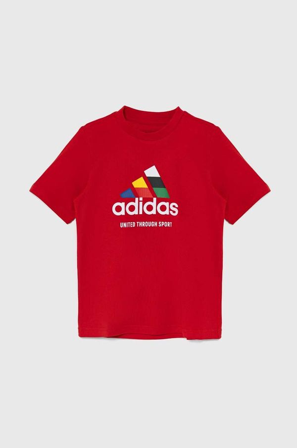 adidas Dječja pamučna majica kratkih rukava adidas TIRO NATIONS T boja: crvena, s tiskom, IY8127
