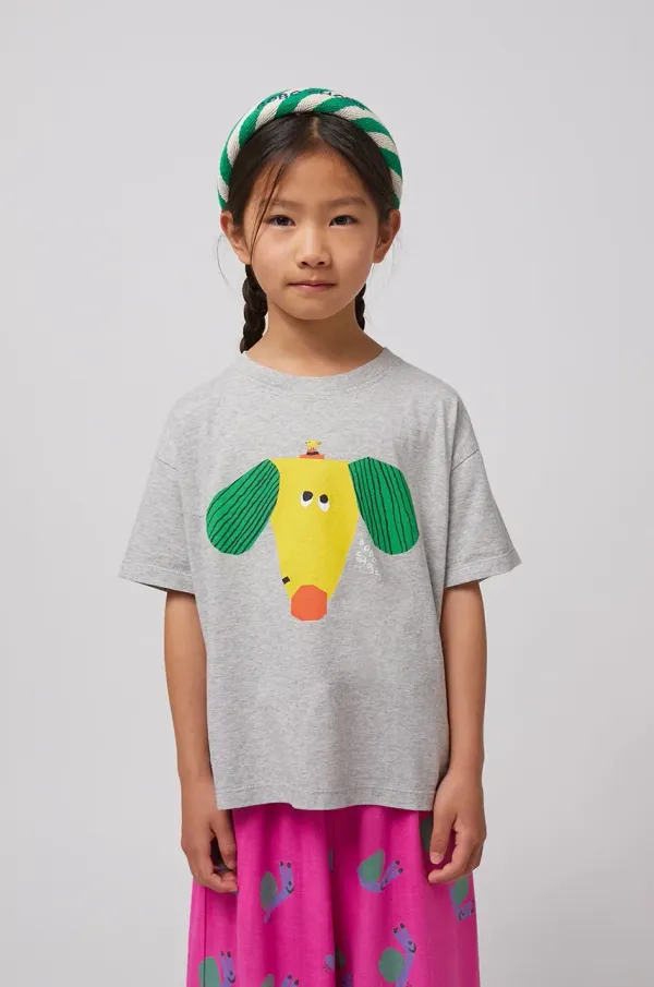 Bobo Choses Dječja pamučna majica kratkih rukava Bobo Choses Happy Dog boja: siva, s tiskom, 125AC012