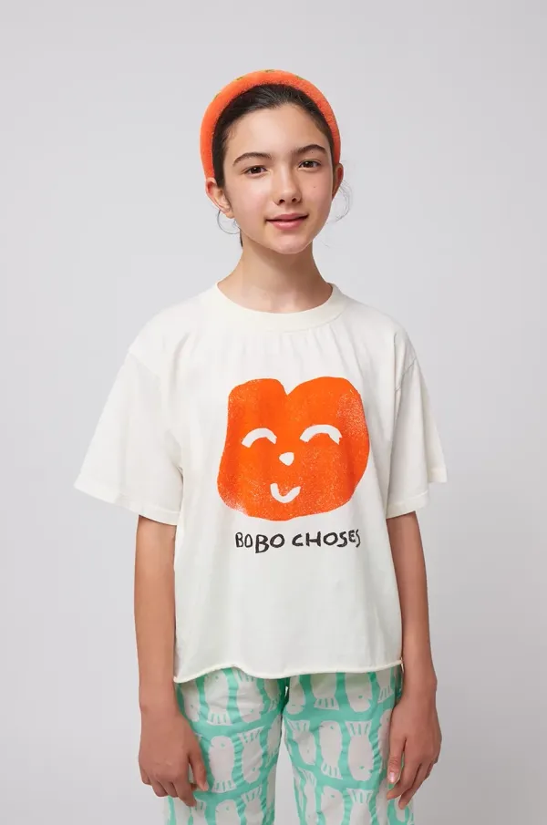 Bobo Choses Dječja pamučna majica kratkih rukava Bobo Choses Joyful Face boja: bijela, 125AC017