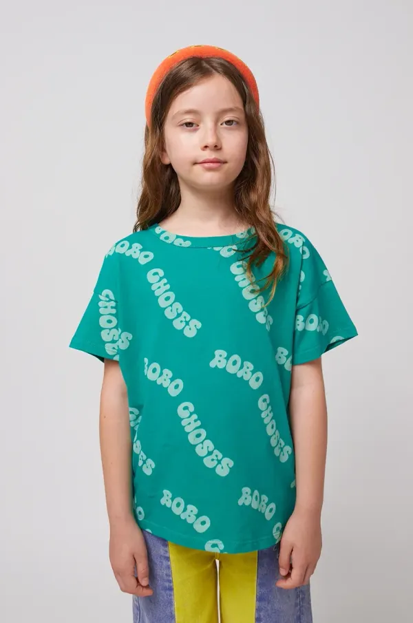 Bobo Choses Dječja pamučna majica kratkih rukava Bobo Choses Wavy boja: zelena, s uzorkom, 125AC005