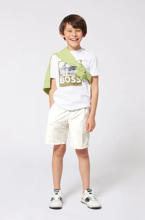 BOSS Dječja pamučna majica kratkih rukava BOSS boja: bijela, s tiskom, J52032