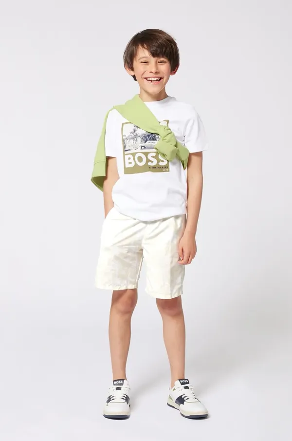 BOSS Dječja pamučna majica kratkih rukava BOSS boja: bijela, s tiskom, J52032