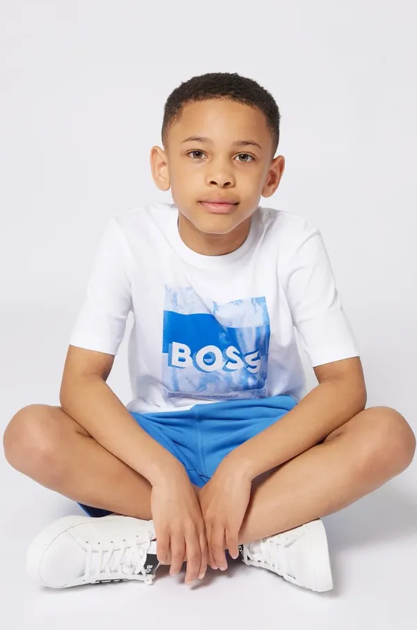BOSS Dječja pamučna majica kratkih rukava BOSS boja: bijela, s tiskom, J52044