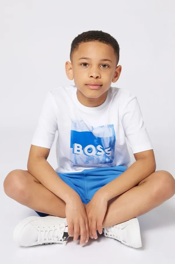 BOSS Dječja pamučna majica kratkih rukava BOSS boja: bijela, s tiskom, J52044