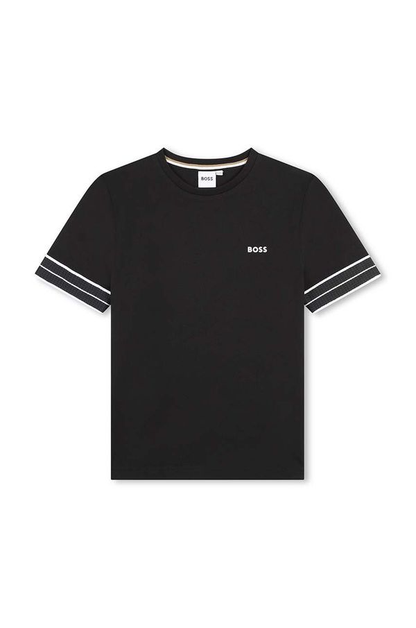 Boss Dječja pamučna majica kratkih rukava BOSS boja: crna, s tiskom, J51214