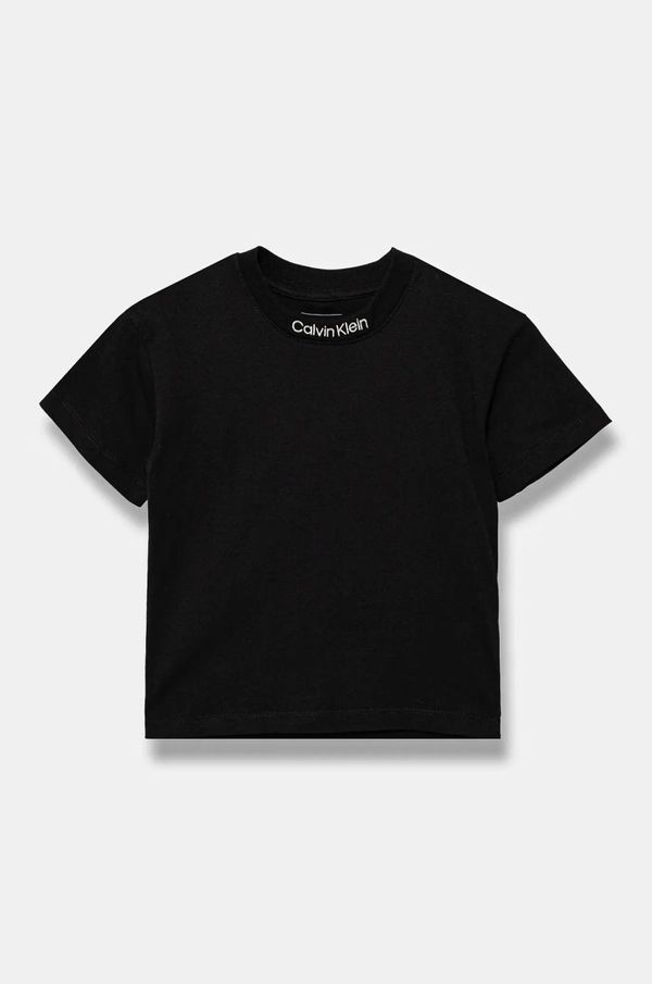 Calvin Klein Jeans Dječja pamučna majica kratkih rukava Calvin Klein Jeans 0 boja: crna, bez uzorka, IB0IB02353