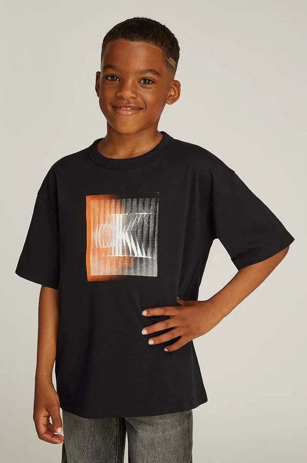 Calvin Klein Jeans Dječja pamučna majica kratkih rukava Calvin Klein Jeans 0 boja: crna, s tiskom, IB0IB02356