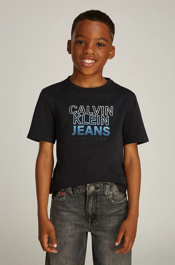 Calvin Klein Jeans Dječja pamučna majica kratkih rukava Calvin Klein Jeans 0 boja: crna, s tiskom, IB0IB02362