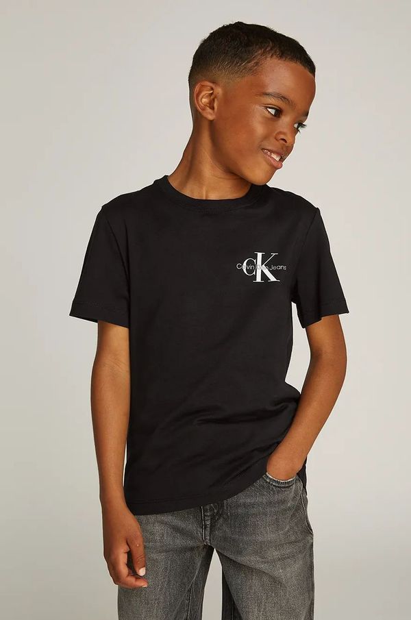 Calvin Klein Jeans Dječja pamučna majica kratkih rukava Calvin Klein Jeans 0 boja: crna, s tiskom, IU0IU00678
