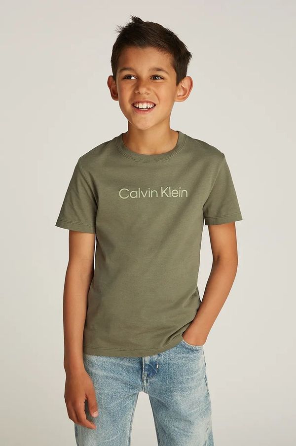 Calvin Klein Jeans Dječja pamučna majica kratkih rukava Calvin Klein Jeans 0 boja: zelena, s tiskom, IU0IU00682