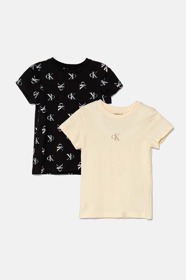 Calvin Klein Jeans Dječja pamučna majica kratkih rukava Calvin Klein Jeans 2-pack boja: bež, IG0IG02695