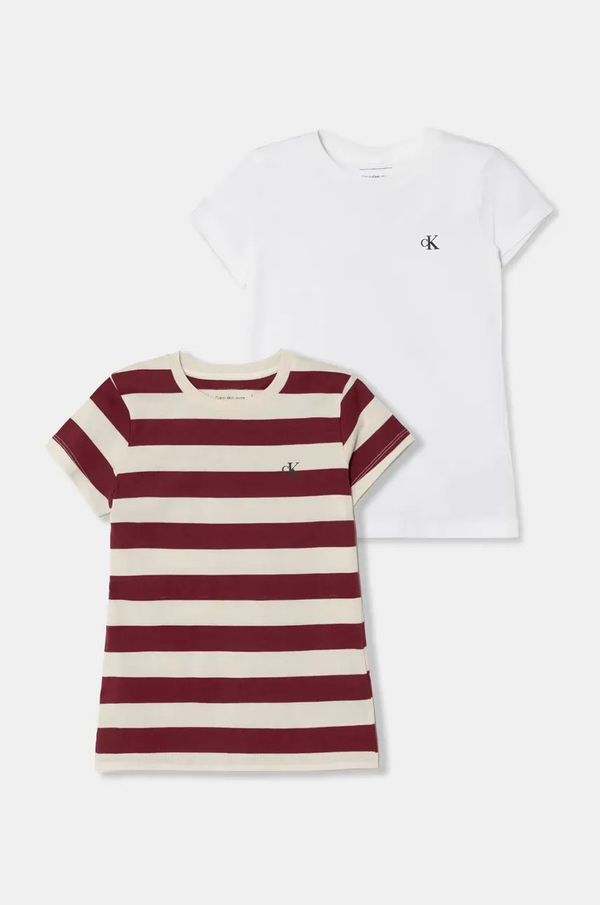 Calvin Klein Jeans Dječja pamučna majica kratkih rukava Calvin Klein Jeans 2-pack boja: crvena, IG0IG02741