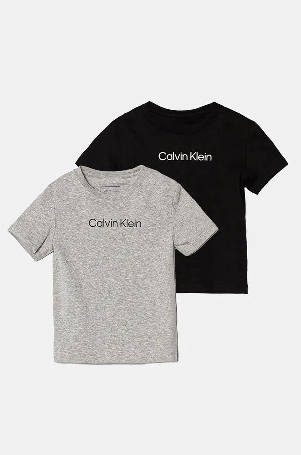 Calvin Klein Jeans Dječja pamučna majica kratkih rukava Calvin Klein Jeans 2-pack boja: siva, s tiskom, IU0IU00690