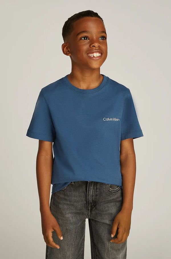 Calvin Klein Jeans Dječja pamučna majica kratkih rukava Calvin Klein Jeans 2-pack boja: tamno plava, s tiskom, IB0IB02363
