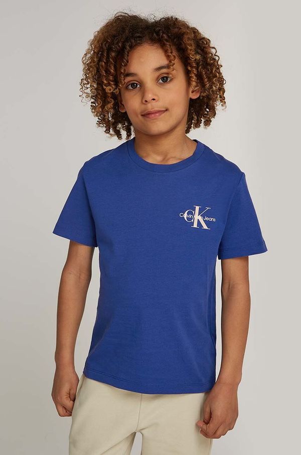 Calvin Klein Jeans Dječja pamučna majica kratkih rukava Calvin Klein Jeans bez uzorka, IU0IU00678