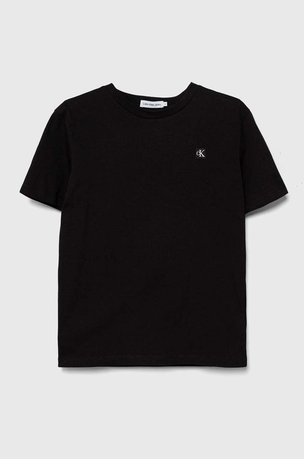 Calvin Klein Jeans Dječja pamučna majica kratkih rukava Calvin Klein Jeans boja: crna, bez uzorka