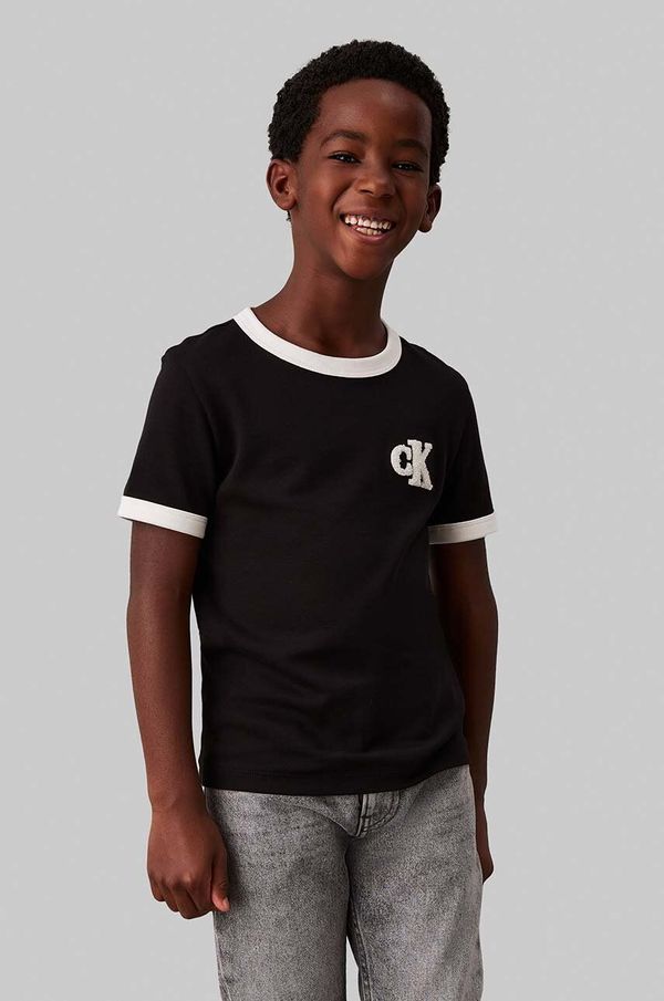 Calvin Klein Jeans Dječja pamučna majica kratkih rukava Calvin Klein Jeans boja: crna, bez uzorka, IB0IB02241