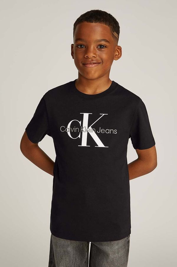 Calvin Klein Jeans Dječja pamučna majica kratkih rukava Calvin Klein Jeans boja: crna, s tiskom, IU0IU00676