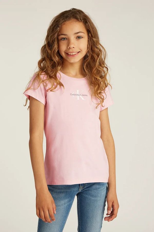 Calvin Klein Jeans Dječja pamučna majica kratkih rukava Calvin Klein Jeans boja: ružičasta, IG0IG01470