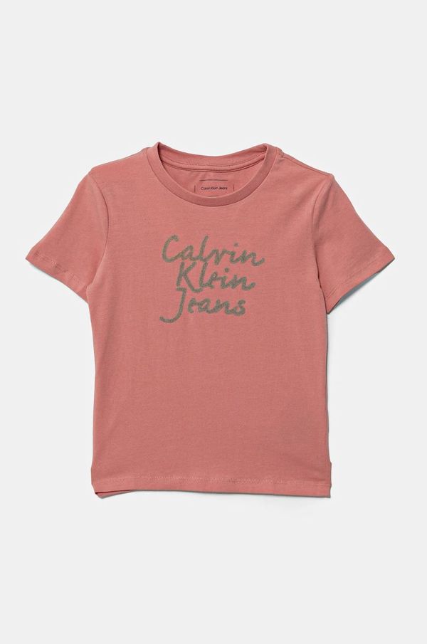 Calvin Klein Jeans Dječja pamučna majica kratkih rukava Calvin Klein Jeans boja: ružičasta, IN0IN00261