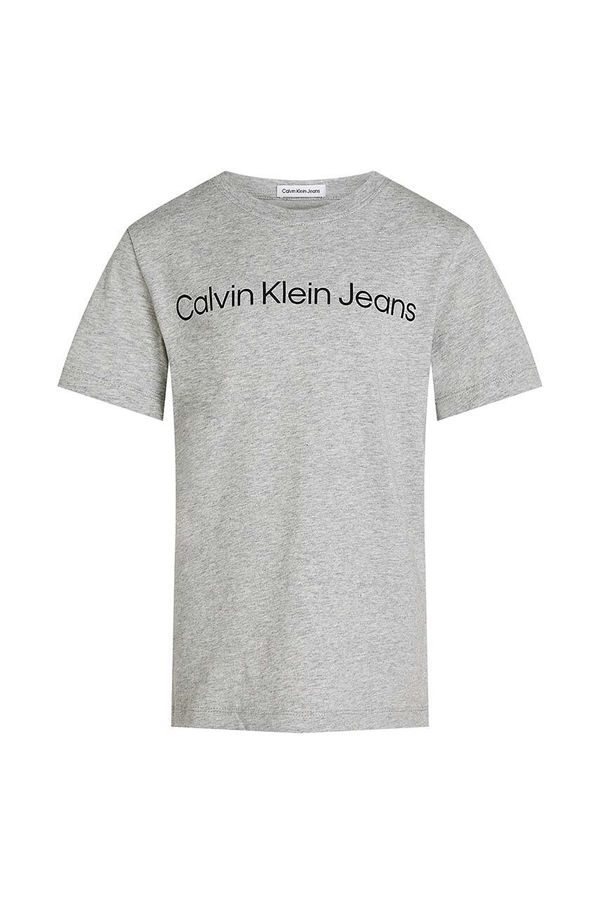 Calvin Klein Jeans Dječja pamučna majica kratkih rukava Calvin Klein Jeans boja: siva, s tiskom, IU0IU00599