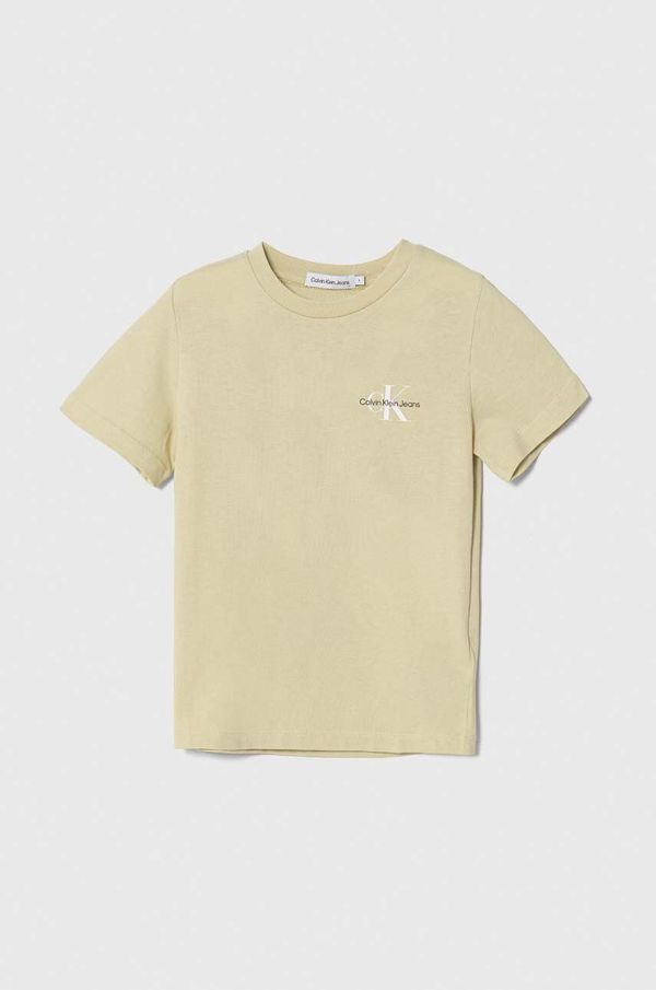 Calvin Klein Jeans Dječja pamučna majica kratkih rukava Calvin Klein Jeans boja: zelena, s tiskom