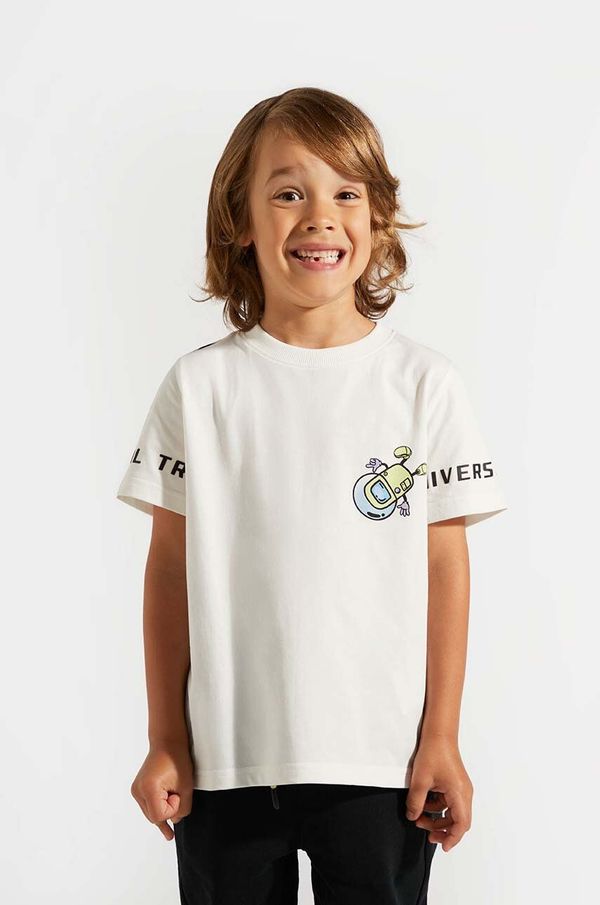 Coccodrillo Dječja pamučna majica kratkih rukava Coccodrillo boja: bijela, s uzorkom, WORLD OF PIXEL BOY KIDS