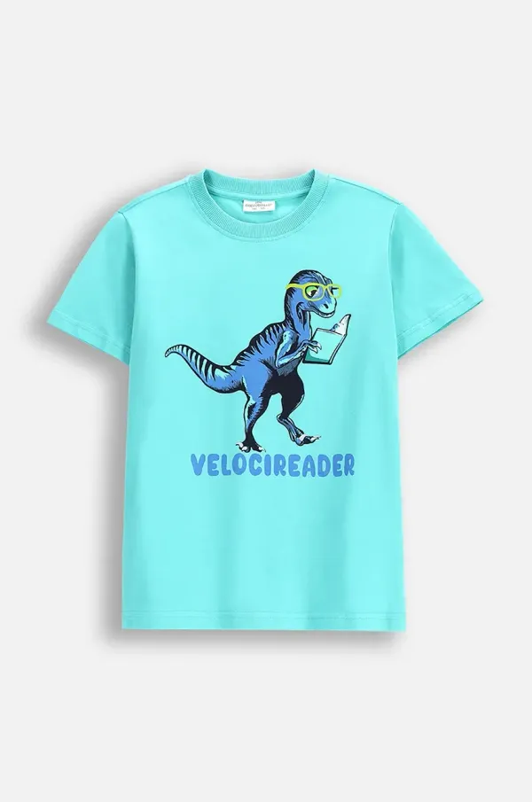 Coccodrillo Dječja pamučna majica kratkih rukava Coccodrillo boja: tirkizna, s tiskom, EVERYDAY BOY