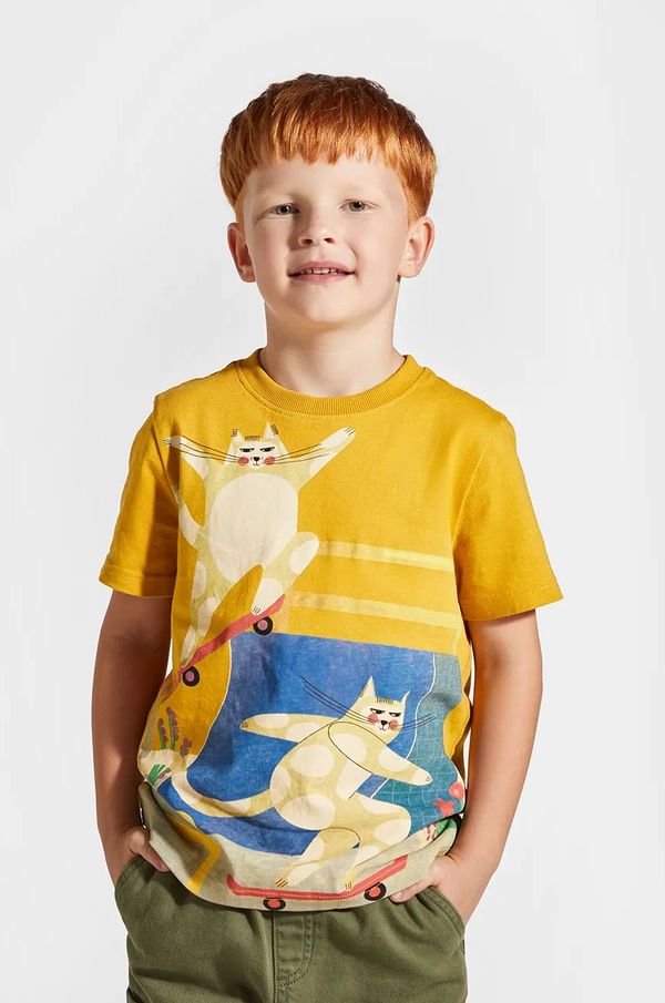 Coccodrillo Dječja pamučna majica kratkih rukava Coccodrillo boja: žuta, s tiskom, LICENCE BOY KOCIA SZAJKA