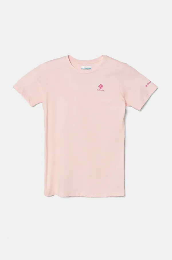 Columbia Dječja pamučna majica kratkih rukava Columbia boja: ružičasta