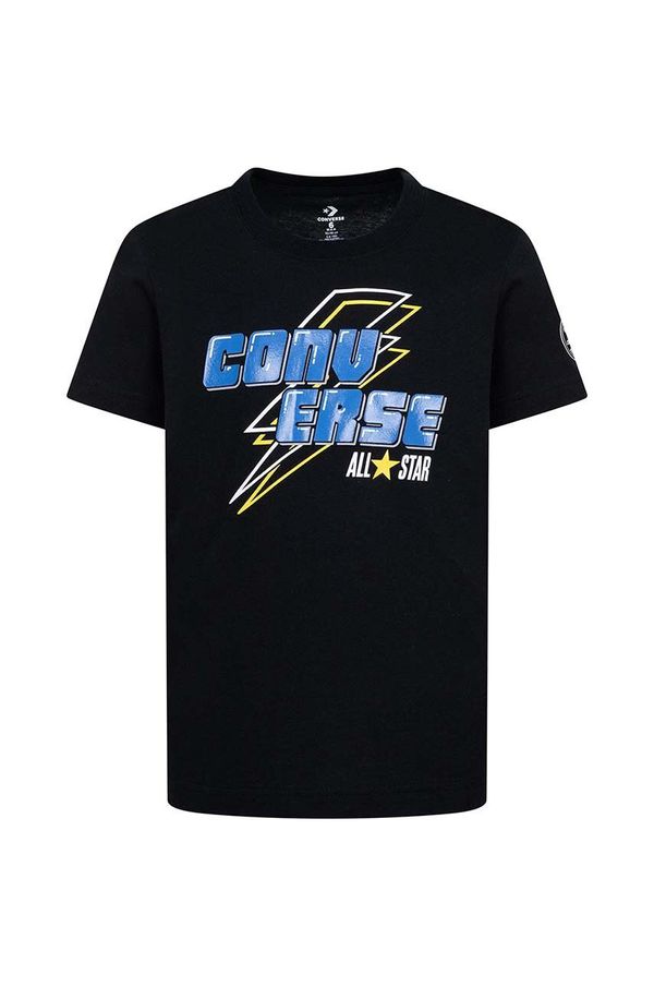 Converse Dječja pamučna majica kratkih rukava Converse boja: crna, s tiskom, 8CG225