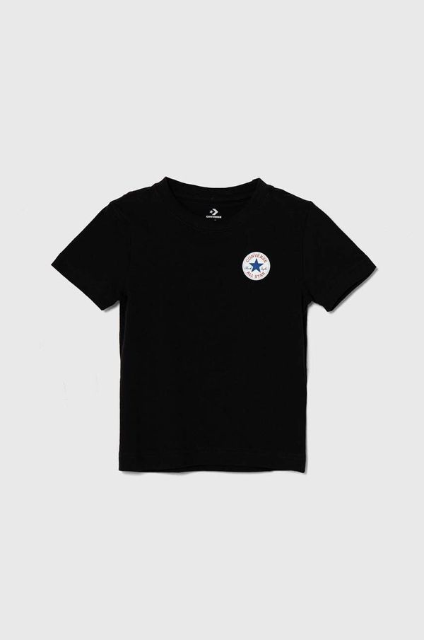 Converse Dječja pamučna majica kratkih rukava Converse boja: crna, s tiskom