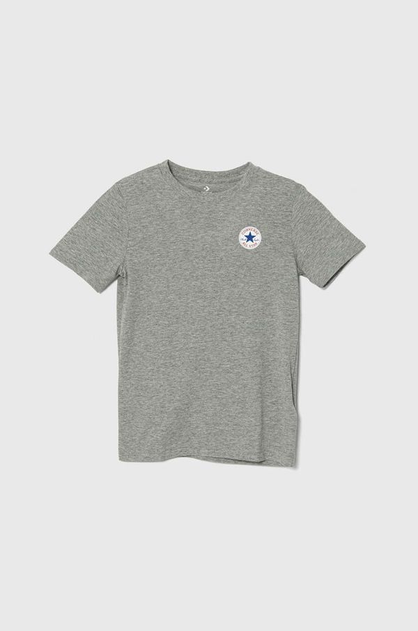 Converse Dječja pamučna majica kratkih rukava Converse boja: siva, s tiskom