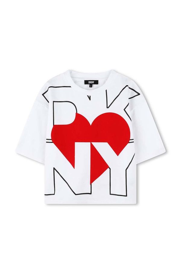 DKNY Dječja pamučna majica kratkih rukava Dkny boja: bijela, D62065