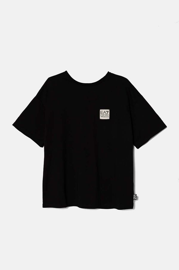 EA7 Emporio Armani Dječja pamučna majica kratkih rukava EA7 Emporio Armani boja: crna, 6DFT11 FJLOZ