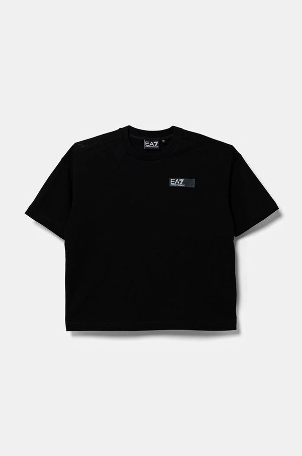 EA7 Emporio Armani Dječja pamučna majica kratkih rukava EA7 Emporio Armani boja: crna, s tiskom, 6DBT59 BJ02Z