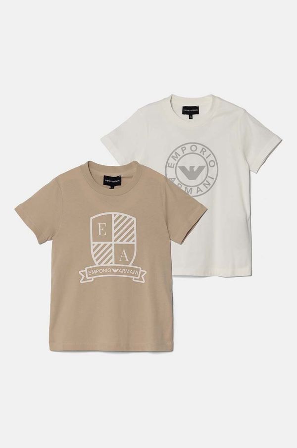 Emporio Armani Dječja pamučna majica kratkih rukava Emporio Armani 2-pack boja: bijela, s tiskom, 6D4DJ8 4J54Z