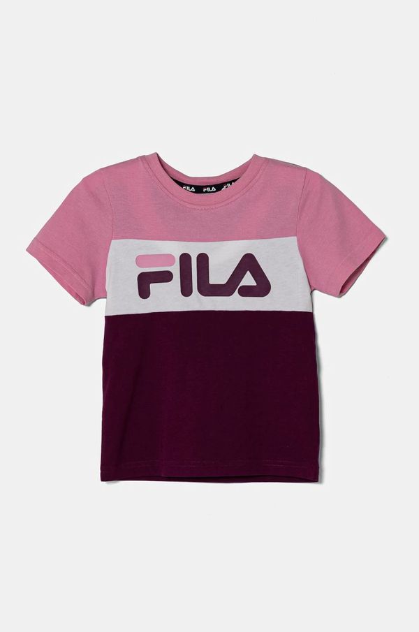Fila Dječja pamučna majica kratkih rukava Fila boja: ružičasta, s uzorkom