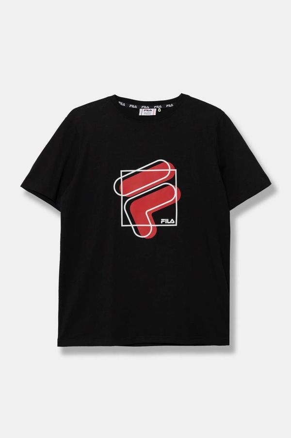 Fila Dječja pamučna majica kratkih rukava Fila LUHDEN boja: crna, s tiskom, FAT0589