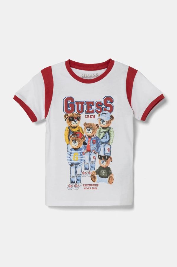 Guess Dječja pamučna majica kratkih rukava Guess boja: bijela, s uzorkom, N5RI04 K8HM4
