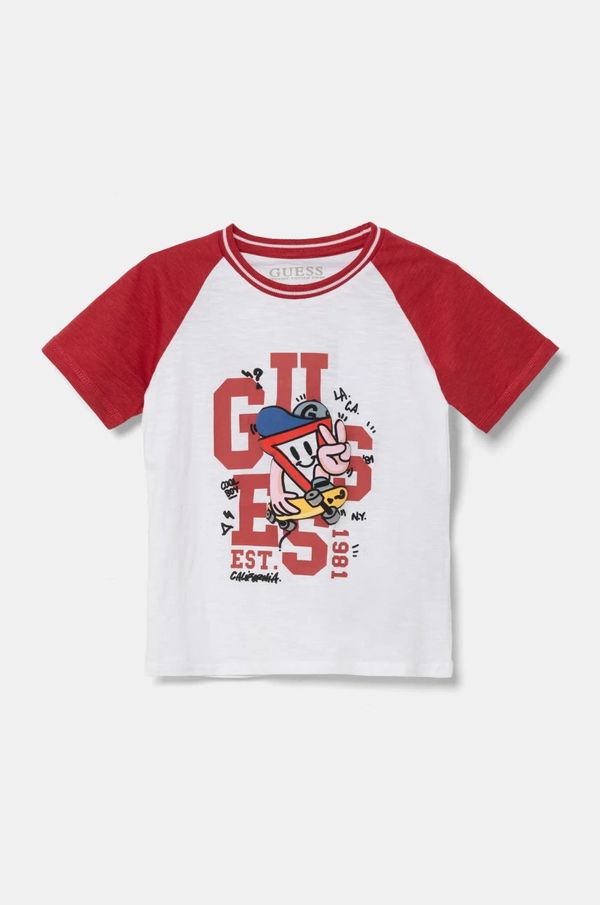 Guess Dječja pamučna majica kratkih rukava Guess boja: bijela, s uzorkom, N5RI08 K6XN4