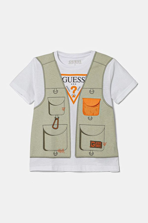 Guess Dječja pamučna majica kratkih rukava Guess boja: bijela, s uzorkom, N5RI28 K8HM4
