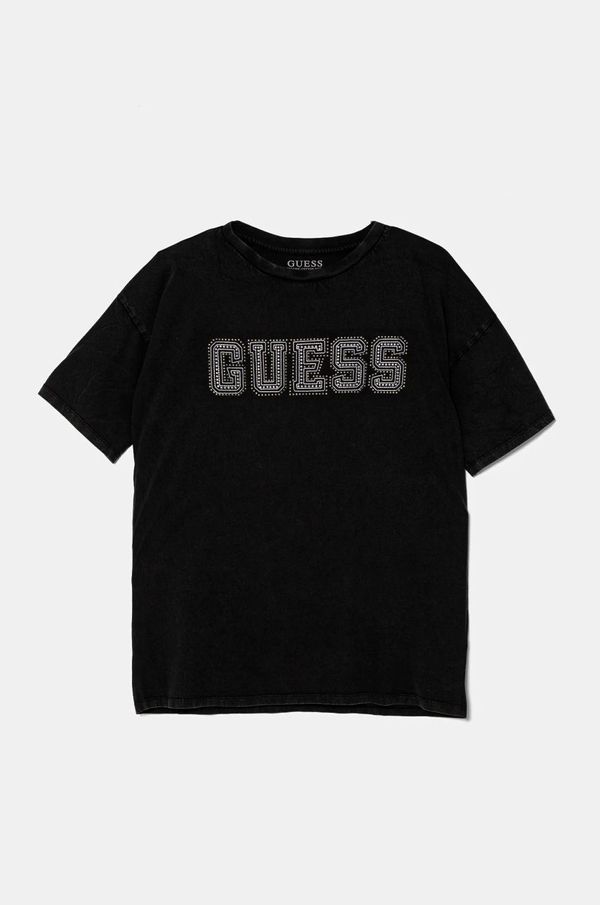 Guess Dječja pamučna majica kratkih rukava Guess boja: crna, s aplikacijom, L5RI24 K8HM4