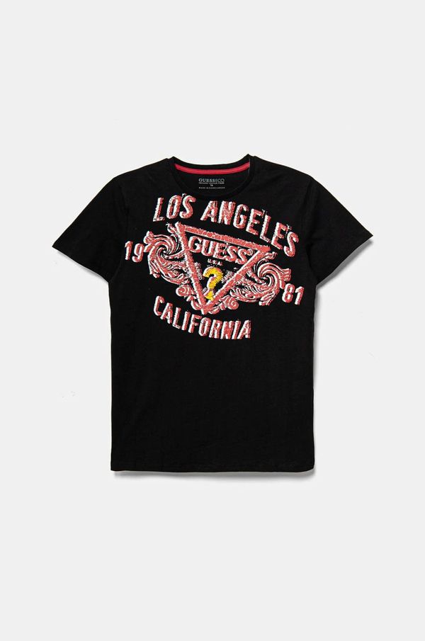 Guess Dječja pamučna majica kratkih rukava Guess boja: crna, s tiskom, L5RI00 K8HM4