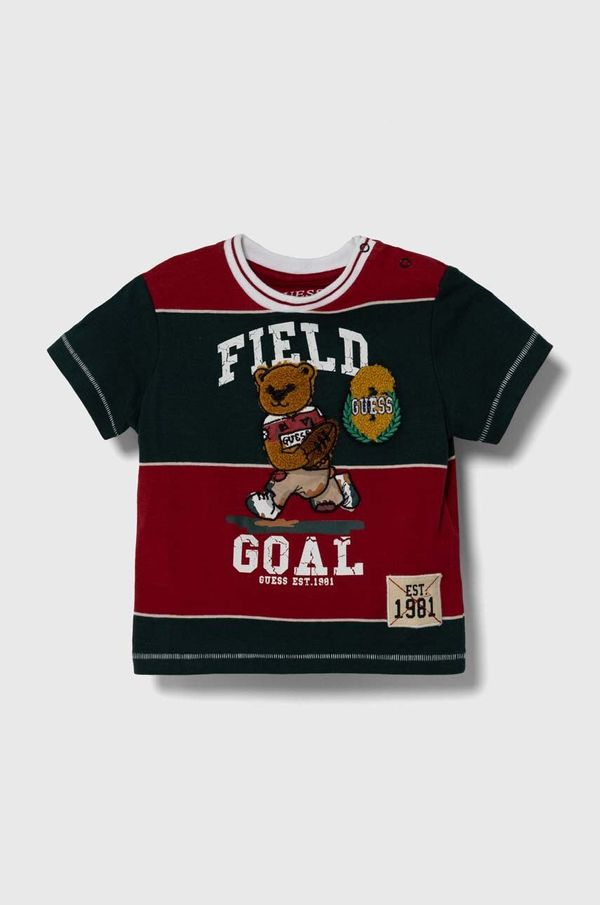 Guess Dječja pamučna majica kratkih rukava Guess boja: crvena, s uzorkom