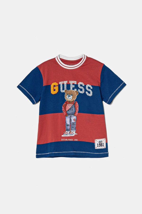 Guess Dječja pamučna majica kratkih rukava Guess boja: crvena, s uzorkom, N5RI13 K9N34