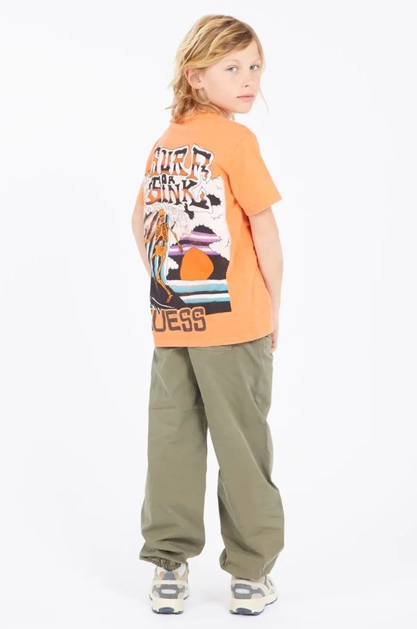 Guess Dječja pamučna majica kratkih rukava Guess boja: narančasta, s tiskom, L5RI30 K8HM4