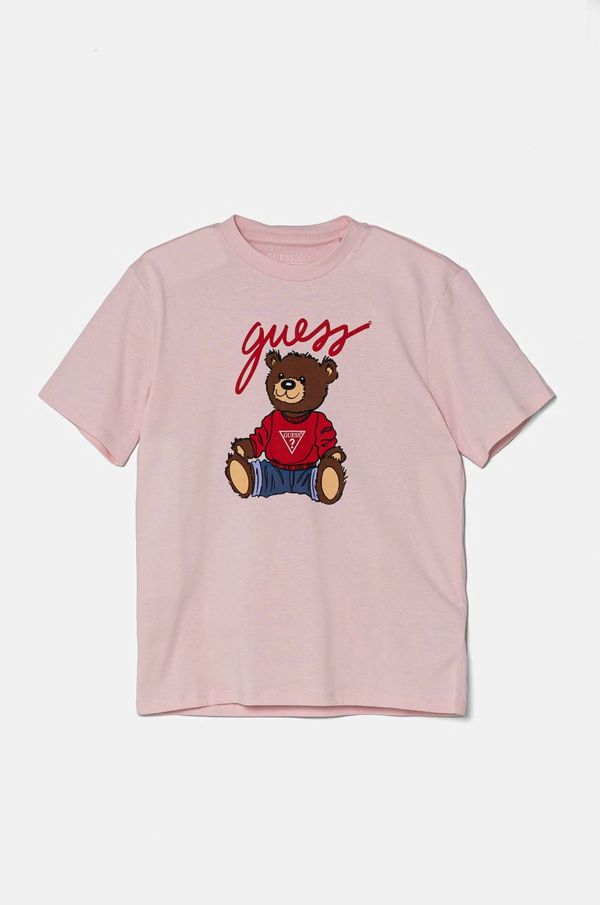 Guess Dječja pamučna majica kratkih rukava Guess boja: ružičasta, H4BJ06 I3Z14