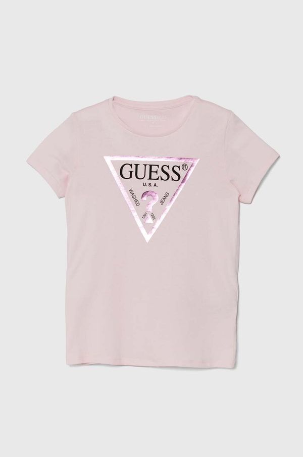 Guess Dječja pamučna majica kratkih rukava Guess boja: ružičasta, J73I56 K8HM0