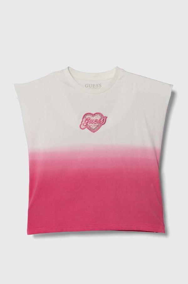 Guess Dječja pamučna majica kratkih rukava Guess boja: ružičasta